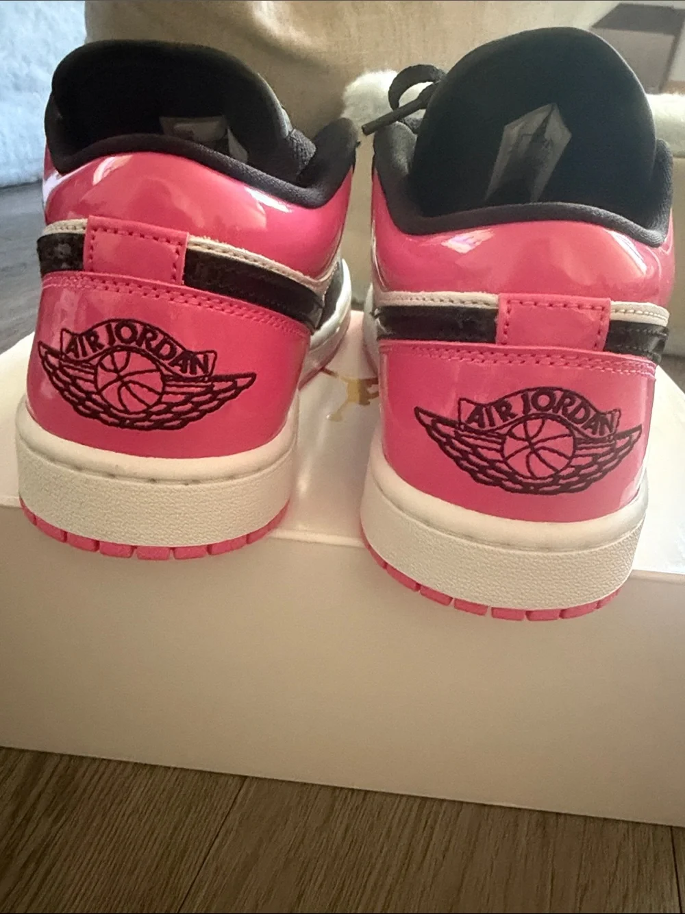 Nike Air Jordan 1 Low Black & Pink Leather Sneakers